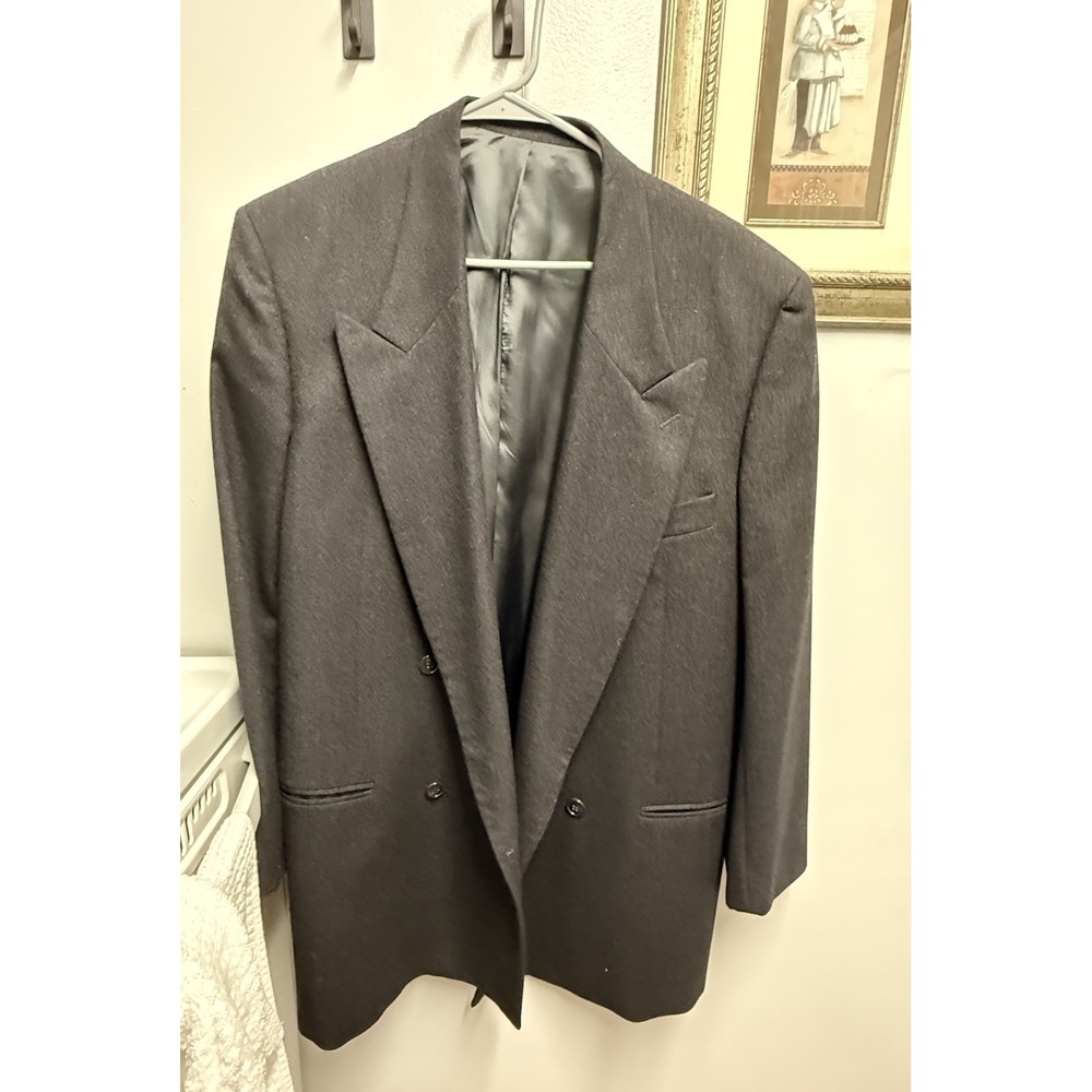 VTG Giorgio Armani Italy Men's 42R Charcoal Gray Wool Double Breasted Blazer